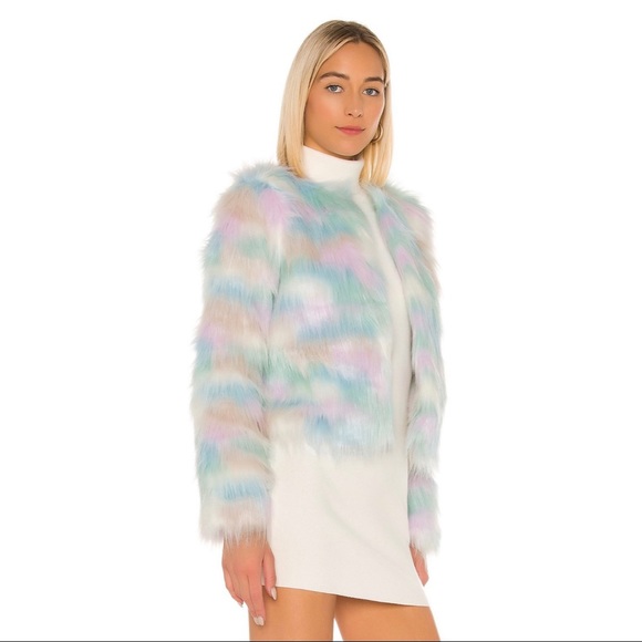 Superdown Shiloh Faux Fur Jacket Pastel Size M - Picture 10 of 17